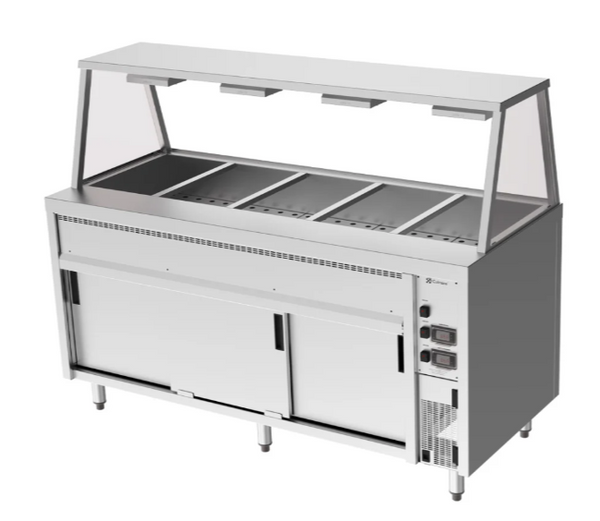Culinaire CH.BMH.I.GA.5 | 5 Modules | Island Bain Marie | Hot Cupboard | Commercial Bain Marie | with A Frame Gantry | Bain Marie