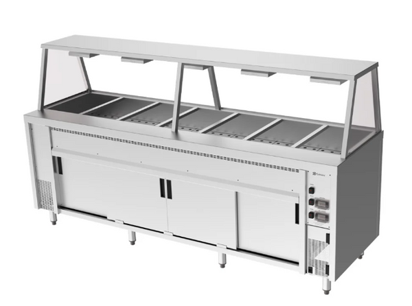 Culinaire CH.BMH.I.GA.7 | 7 Modules | Island Bain Marie | Hot Cupboard | Commercial Bain Marie | with A Frame Gantry | Bain Marie