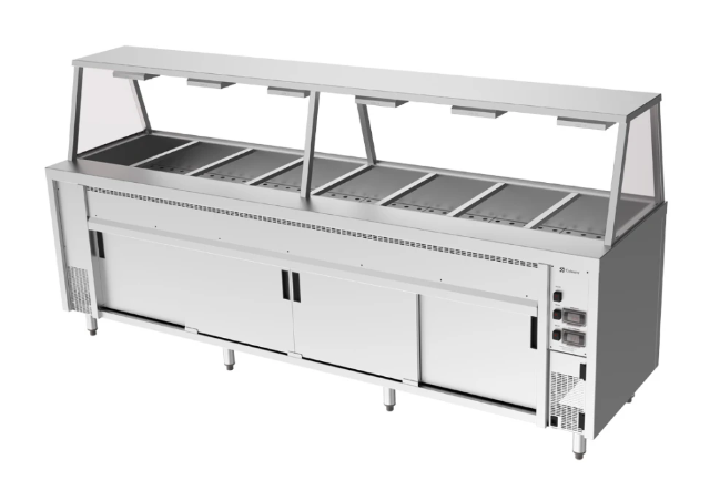 Culinaire CH.BMH.I.GA.8 | 8 Modules | Island Bain Marie | Hot Cupboard | Commercial Bain Marie | with A Frame Gantry | Bain Marie