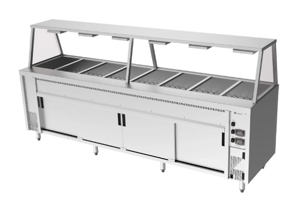 Culinaire CH.BMH.I.GA.8 | 8 Modules | Island Bain Marie | Hot Cupboard | Commercial Bain Marie | with A Frame Gantry | Bain Marie
