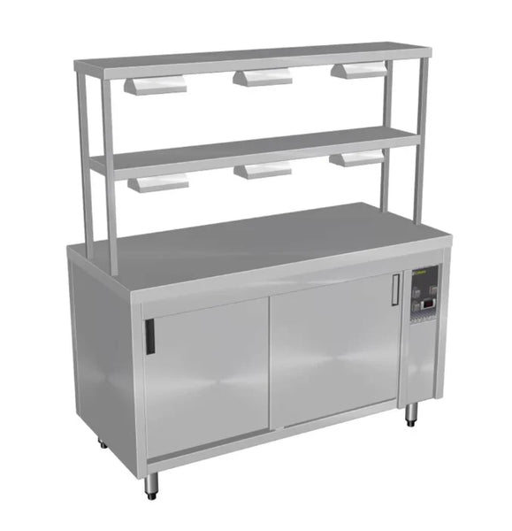 Island Hot Cupboard, Culinaire CH.HC.I.GDD.4, with Double Gantry, and Heat Lamps to Top & Bottom Shelves, 4 Modules