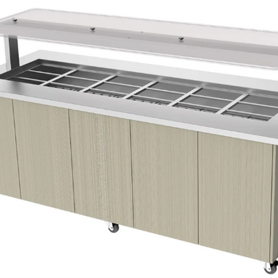 Culinaire CH.IBSJ.BMC.U.GSF.6 | 6 Bay | Heated Mobile | S/S Top & Joinery Panels| Island Buffet | Commercial Bain Marie | Bain Marie
