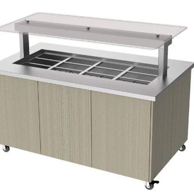 Culinaire CH.IBSJ.BMC.U.GSF.4 | 4 Bay | Heated Mobile | S/S Top & Joinery Panels| Island Buffet | Commercial Bain Marie | Bain Marie