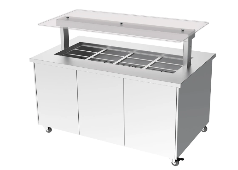 Culinaire CH.IBSS.BMC.U.GSF.4 | 4 Bay | Heated Mobile | S/S Top & Panels| Island Buffet | Commercial Bain Marie | Bain Marie