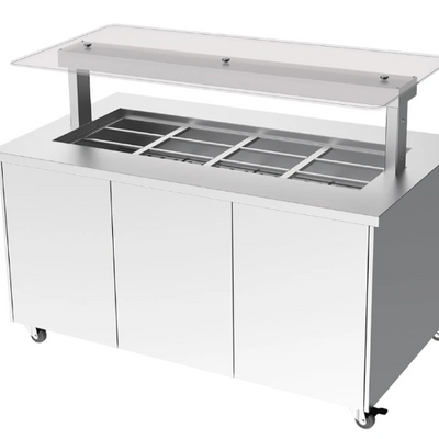 Culinaire CH.IBSS.BMC.U.GSF.4 | 4 Bay | Heated Mobile | S/S Top & Panels| Island Buffet | Commercial Bain Marie | Bain Marie