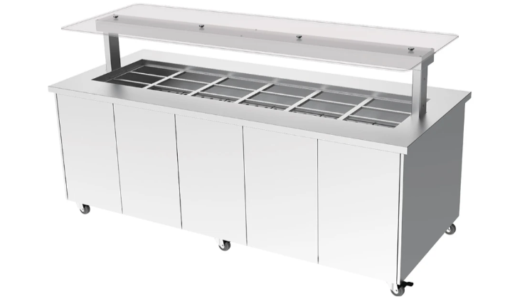 Culinaire CH.IBSS.BMC.U.GSF.6 | 6 Bay | Heated Mobile | S/S Top & Panels| Island Buffet | Commercial Bain Marie | Bain Marie