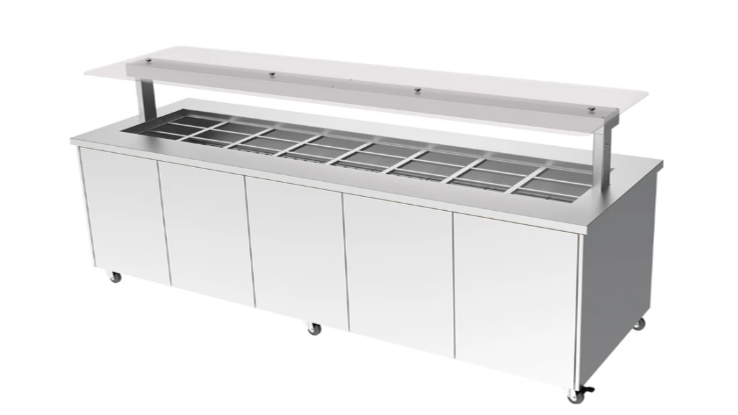 Culinaire CH.IBSS.BMC.U.GSF.8 | 8 Bay | Heated Mobile | S/S Top & Panels| Island Buffet | Commercial Bain Marie | Bain Marie
