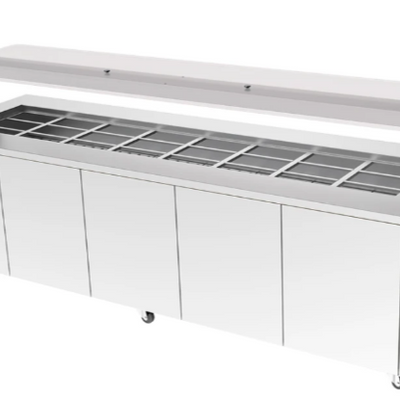 Culinaire CH.IBSS.BMC.U.GSF.8 | 8 Bay | Heated Mobile | S/S Top & Panels| Island Buffet | Commercial Bain Marie | Bain Marie