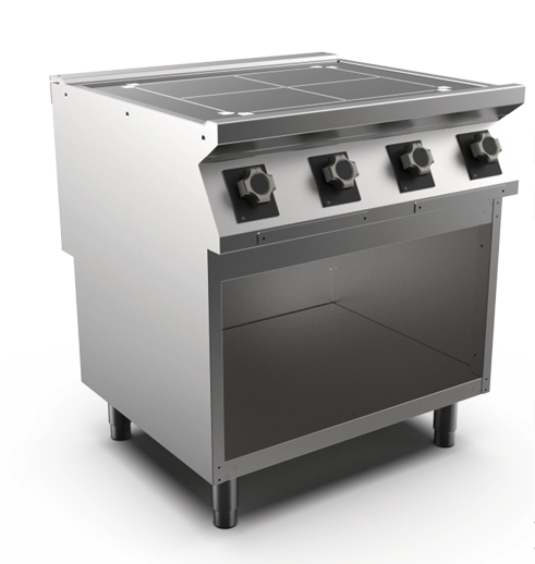 Induction Top, Mareno CI98ETG, 400mm 4 Zone, Full Surface, on open stand 
