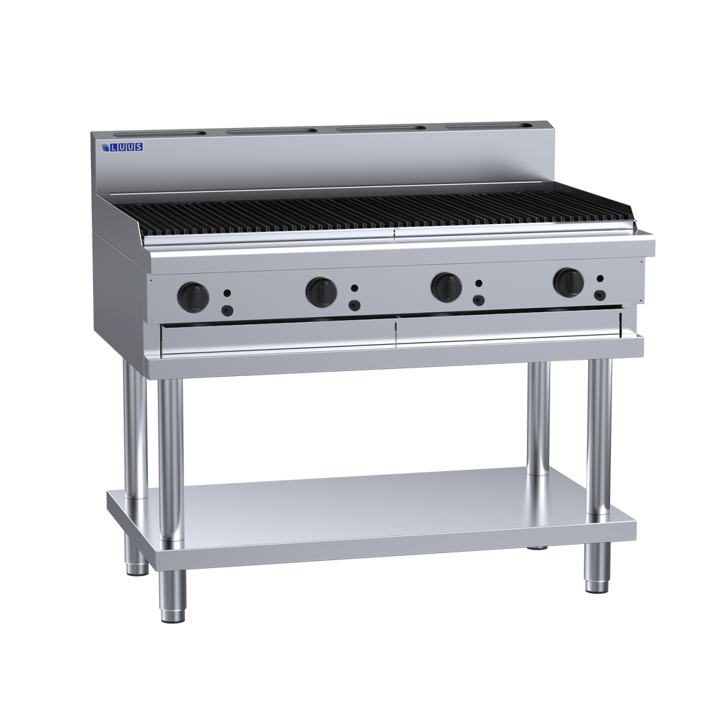 Luus CS-12C-R 1200 Wide Chargrill & Shelf with Ceramic Rocks