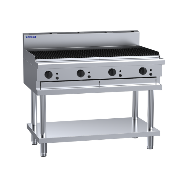 Luus CS-12C-R 1200 Wide Chargrill & Shelf with Ceramic Rocks