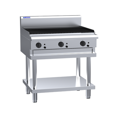 Luus CS-9C-R 900 Wide Chargrill & Shelf with Ceramic Rocks