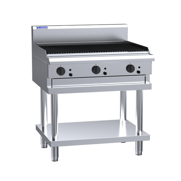 Luus CS-9C-R 900 Wide Chargrill & Shelf with Ceramic Rocks