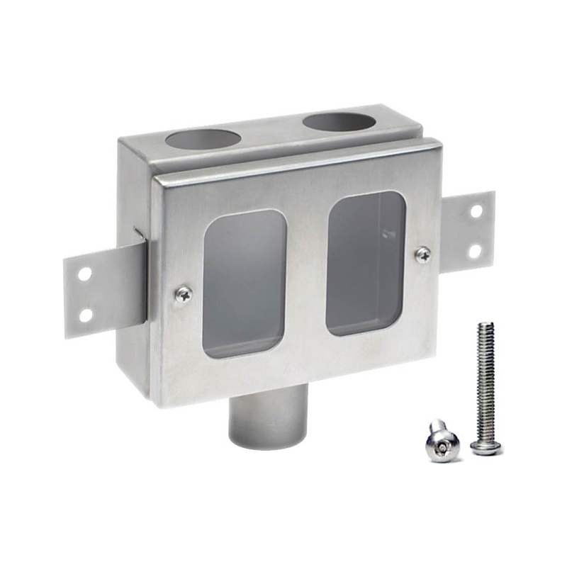 3monkeez CS-AVTUND In Wall Tundish with Clear Perspex Window, 2x 35mm Inlets, 1x 38mm Outlet, Incl Rubber Grommets and Anti Vandal Screws, 304 Grade Stainless Steel