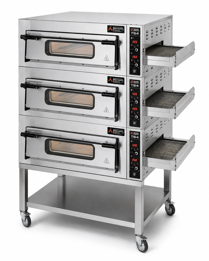 Moretti T64E/3 S (3N) | Triple Chamber Electric Conveyor Oven w/support 16" Belt