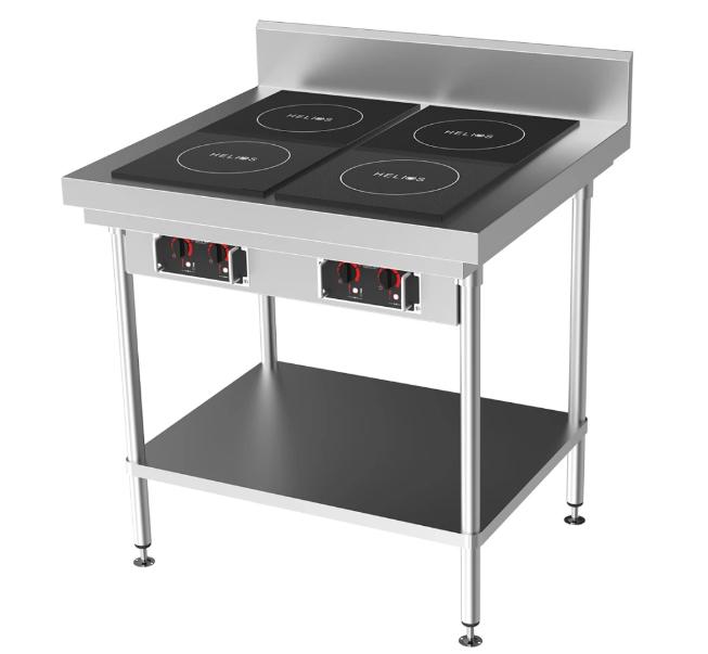 CookTek HRD.9500.FB35.4.0900 | Helios 900mm | Freestanding with Splashback | 30A | 2x Dual Hob Induction Bench | Cooktop