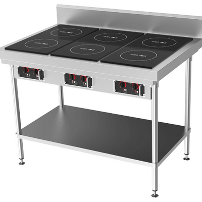 CookTek HRD.9500.FB35.4.1200 | Helios 1200mm | Freestanding with Splashback | 30A | 3x Dual Hob Induction Bench | Cooktop