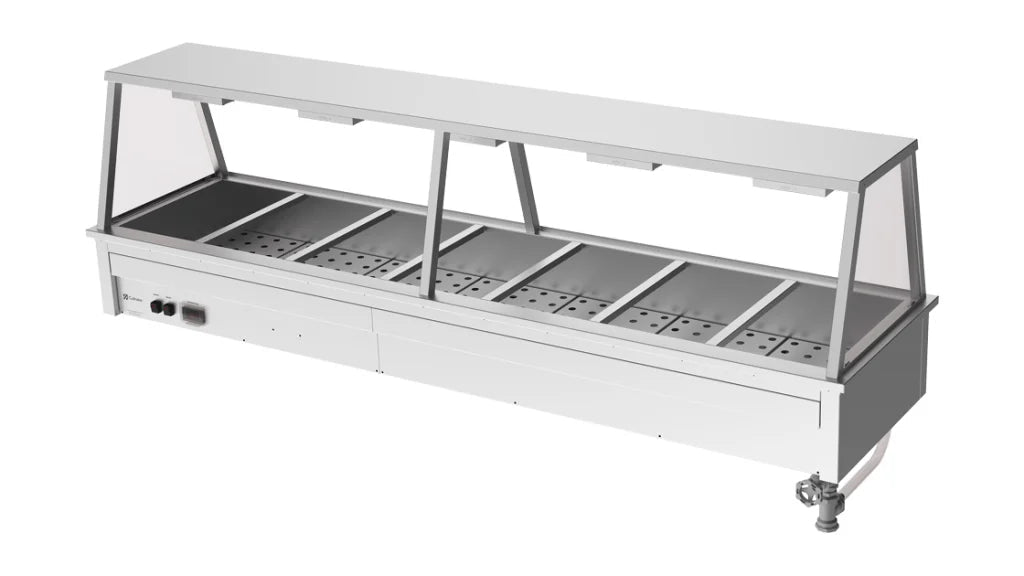 Culinaire CH.BM.D.GA.7 | 7 Modules | Commercial Bain Marie | Benchtop | with A Frame Gantry | Bain Marie