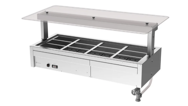 Culinaire CH.BMC.U.GSF.4 | 4 Bay | Bain Marie Drop In | Commercial Bain Marie | Undercounter | Flat Glass Gantry | Under Bench | Bain Marie
