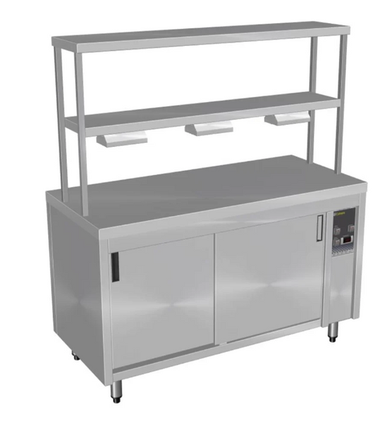 Culinaire CH.HC.I.GDB.5 | 5 Bay | Island | Hot Cupboard | Warming Cupboard | with 2 Tier Gantry | and Heat Lamps to Bottom Shelf | Heated Cupboard
