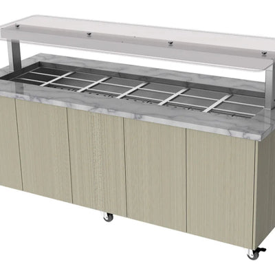 Culinaire CH.IBGJ.BMC.U.GSF.6 | 6 Bay | Heated Mobile | Stone Top & Joinery Panels | Island Buffet | Commercial Bain Marie | Bain Marie