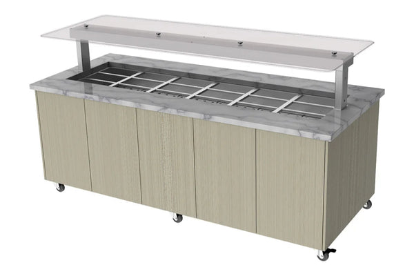 Culinaire CH.IBGJ.BMC.U.GSF.6 | 6 Bay | Heated Mobile | Stone Top & Joinery Panels | Island Buffet | Commercial Bain Marie | Bain Marie