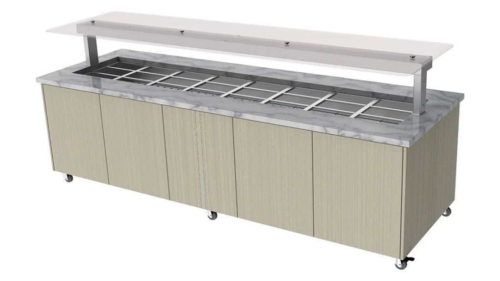 Culinaire CH.IBGJ.BMC.U.GSF.8 | 8 Bay | Heated Mobile | Stone Top & Joinery Panels | Island Buffet | Commercial Bain Marie | Bain Marie
