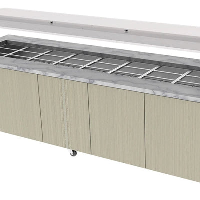 Culinaire CH.IBGJ.BMC.U.GSF.8 | 8 Bay | Heated Mobile | Stone Top & Joinery Panels | Island Buffet | Commercial Bain Marie | Bain Marie