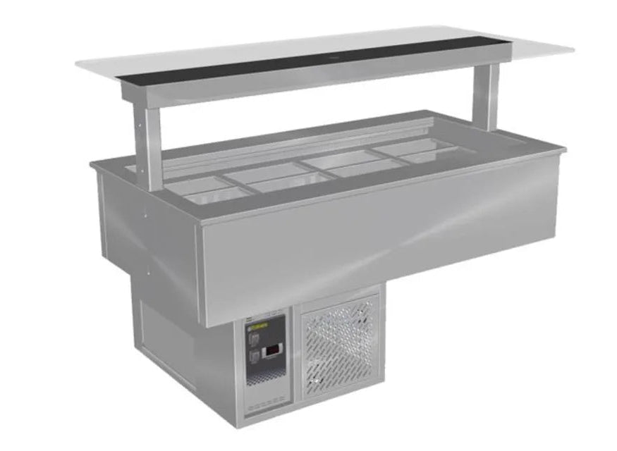 Culinaire CR.CWCF.D.GSF.4 | 4 Bay | Drop In | Self Contained Cold Well | Flat Glass Gantry  | Refrigerated Counter Line