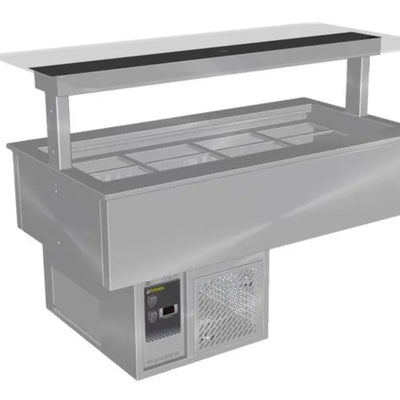 Culinaire CR.CWCF.D.GSF.4 | 4 Bay | Drop In | Self Contained Cold Well | Flat Glass Gantry  | Refrigerated Counter Line