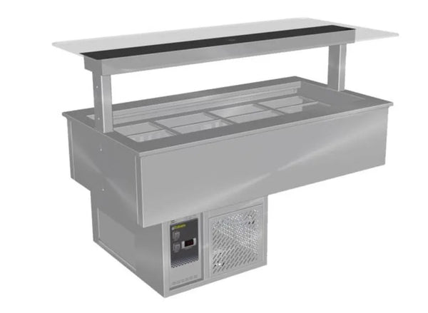 Culinaire CR.CWCF.D.GSF.4 | 4 Bay | Drop In | Self Contained Cold Well | Flat Glass Gantry  | Refrigerated Counter Line