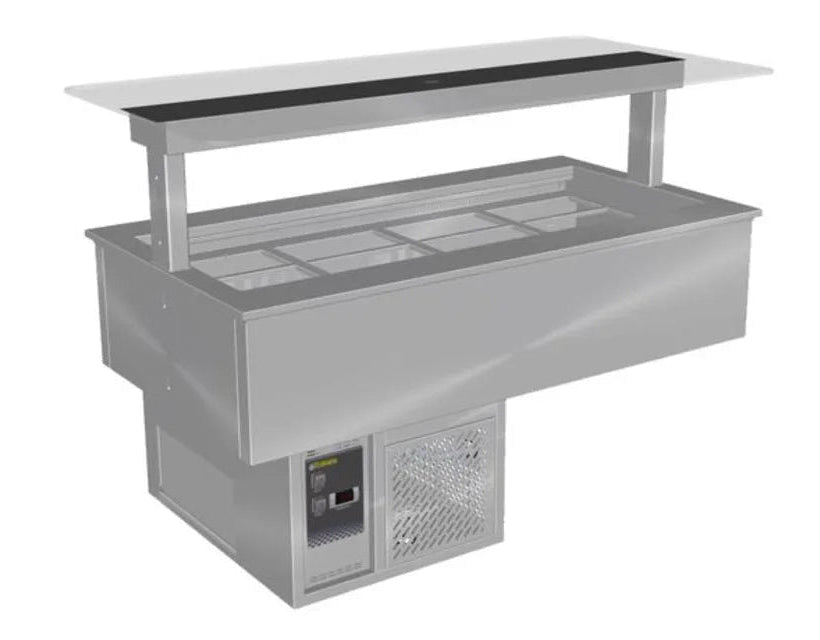 Culinaire CR.CWCF.D.GSF.6 | 6 Bay | Drop In | Self Contained Cold Well | Flat Glass Gantry  | Refrigerated Counter Line