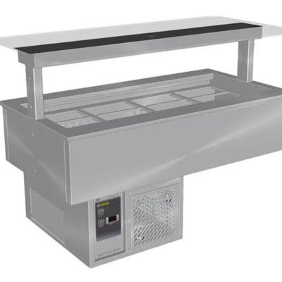 Culinaire CR.CWCF.D.GSF.6 | 6 Bay | Drop In | Self Contained Cold Well | Flat Glass Gantry  | Refrigerated Counter Line