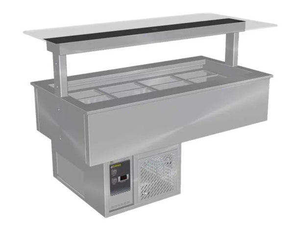 Culinaire CR.CWCF.D.GSF.6 | 6 Bay | Drop In | Self Contained Cold Well | Flat Glass Gantry  | Refrigerated Counter Line