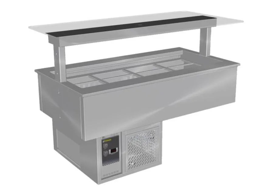 Culinaire CR.CWCF.D.GSF.8 | 8 Bay | Drop In | Self Contained Cold Well | Flat Glass Gantry  | Refrigerated Counter Line