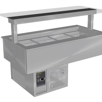 Culinaire CR.CWCF.D.GSF.8 | 8 Bay | Drop In | Self Contained Cold Well | Flat Glass Gantry  | Refrigerated Counter Line