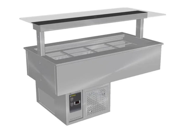 Culinaire CR.CWCF.D.GSF.8 | 8 Bay | Drop In | Self Contained Cold Well | Flat Glass Gantry  | Refrigerated Counter Line