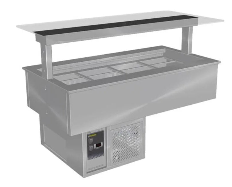 Culinaire CR.CWCF.U.GSF.8 | 8 Bay | Under Bench | Self Contained Cold Well | Flat Glass Gantry | Refrigerated Counter Line