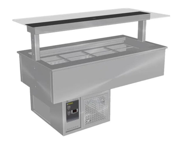 Culinaire CR.CWCF.U.GSF.8 | 8 Bay | Under Bench | Self Contained Cold Well | Flat Glass Gantry | Refrigerated Counter Line