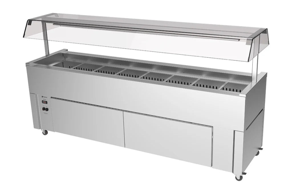 Culinaire CR.IB.CLCBF.GCP.8 | 8 Bay | Slimline Mobile | Buffet Refrigerator | Island Buffet Fridge | Angled Perspex Gantry| Mobile Refrigerated Buffet