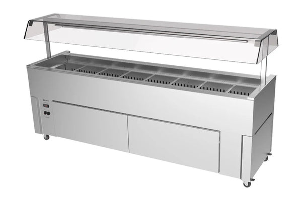 Culinaire CR.IB.CLCBF.GCP.8 | 8 Bay | Slimline Mobile | Buffet Refrigerator | Island Buffet Fridge | Angled Perspex Gantry| Mobile Refrigerated Buffet