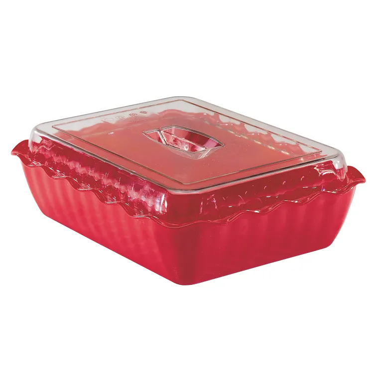Cambro DC10404 I Rectangular Deli Crocks 4.9 qt (4.6 L) I Red I Case of 6