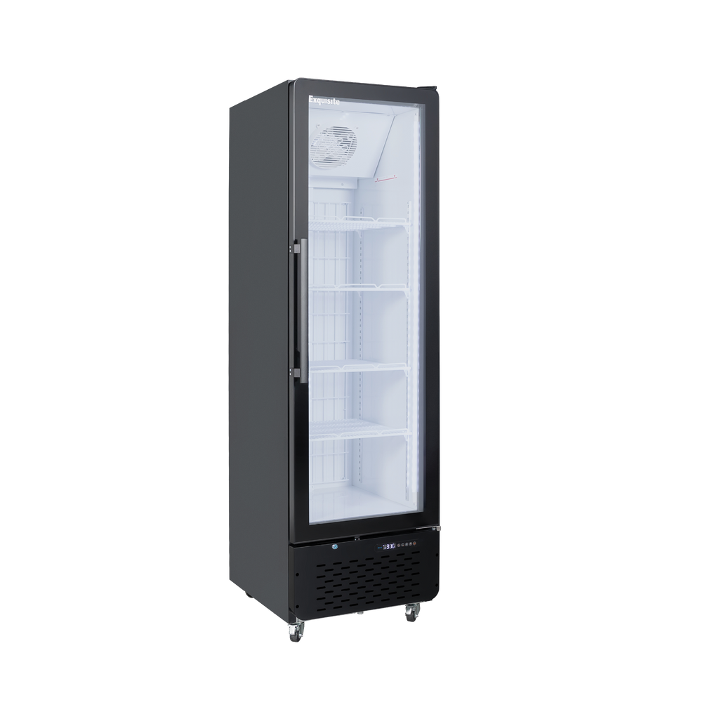Exquisite DF400B | One Glass Door Upright Display Freezers Black 413 Litre