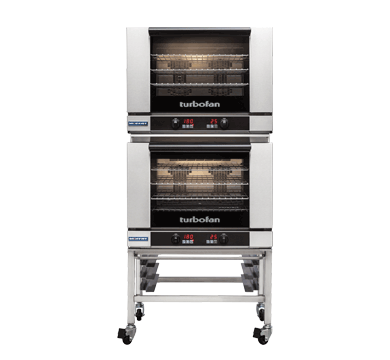 Turbofan E28T4/2 I Full Size I Double Stacked I Oven I Electric Convection Oven I Touch Screen Control I on a Stainless Steel Stand