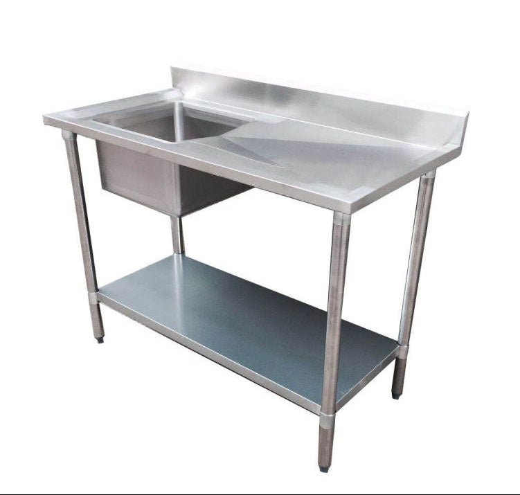 F.E.D 1200-6-SSBR Economic 304 I Grade SS Left Sink I Stainless Steel Sink Bench I Single Sink