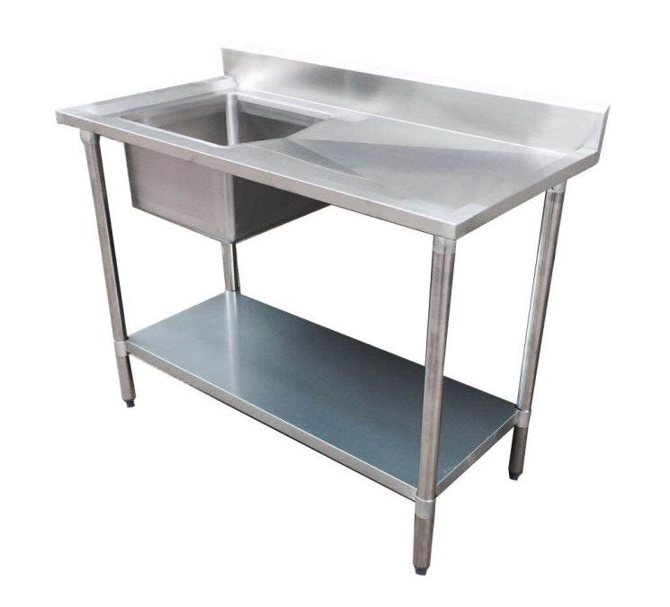 F.E.D 1200-7-SSBL Economic 304 I Grade SS Left I Single Sink Bench I with Sink