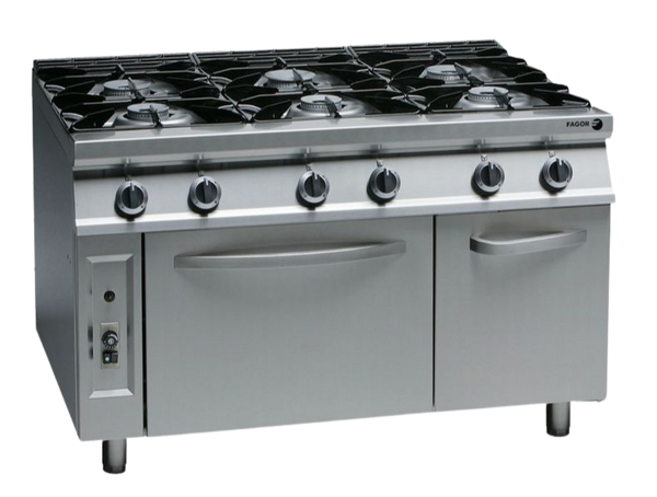 6 Burner Chargrill Oven Burner with Oven, F.E.D CG9-61H, Fagor, 900 Series, Natural Gas