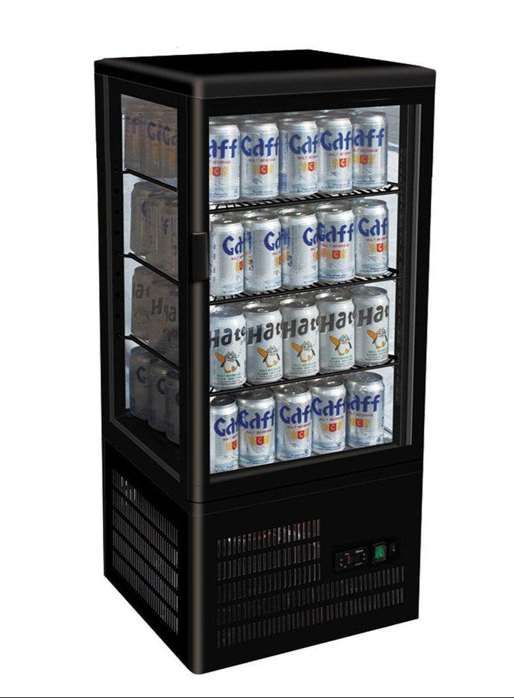 F.E.D TCBD68B I Four Sided Black I Single Door I Counter Top Display Fridge I Countertop I Display Fridge 
