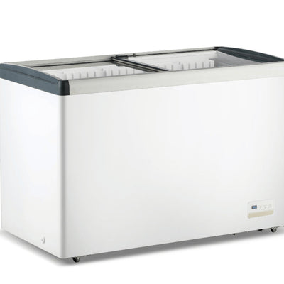 F.E.D WD396G | Thermaster | Chest Freezer | with Flat Glass | Sliding Lid | Deep Freezer | Commercial Chest Freezer | 396L