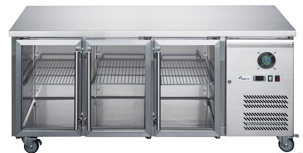 F.E.D XUB6C18G3V | 3 Door Fridge | Glass Door Fridge | Bench Fridge | Underbench Fridge